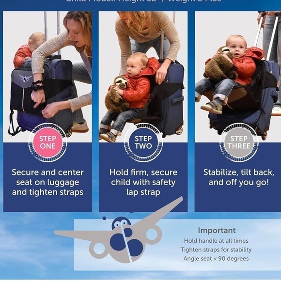 Lugabug Ride-On Suitcase Accessory for Kids Child Carrier Luggage in Black/Grey - Picture 5 of 12